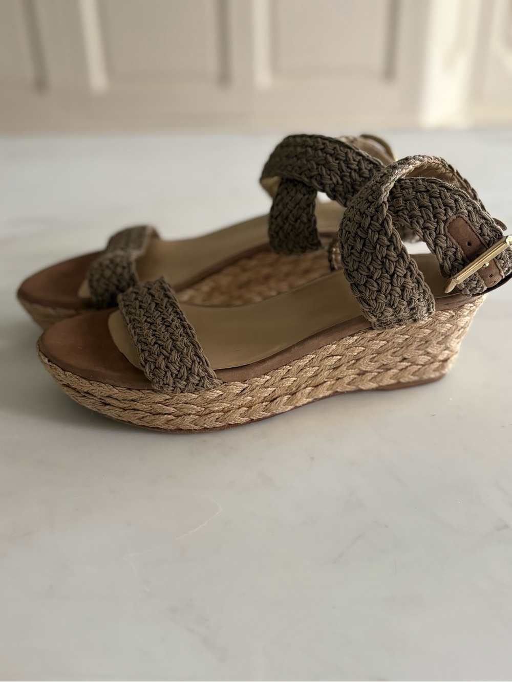 Stuart Weitzman Woven Espadrille Wedge Sandals - Picture 7 of 7